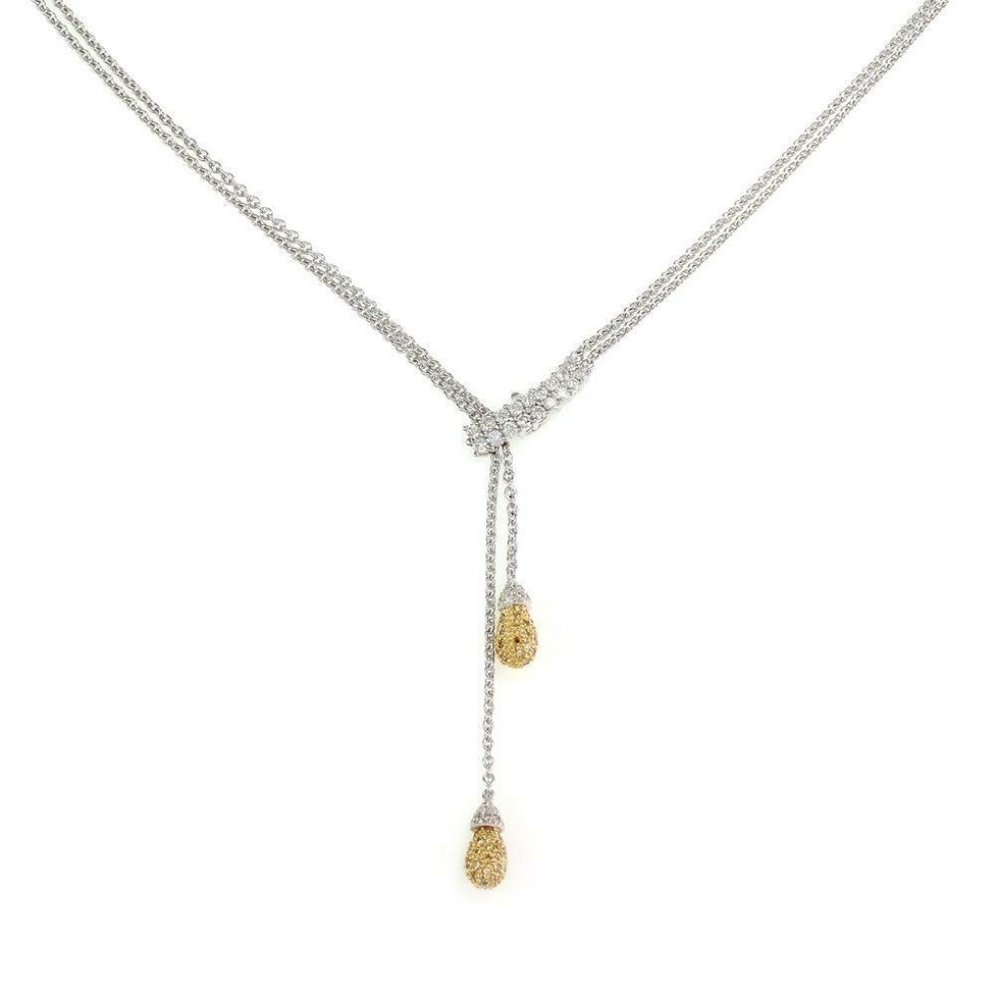 18k Gold 1.00ct White Fancy Yellow Diamond Pendant